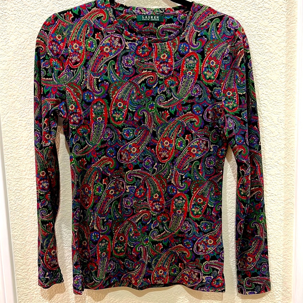 Lauren Ralph Lauren Dark Fall Paisley Long Sleeve Shirt